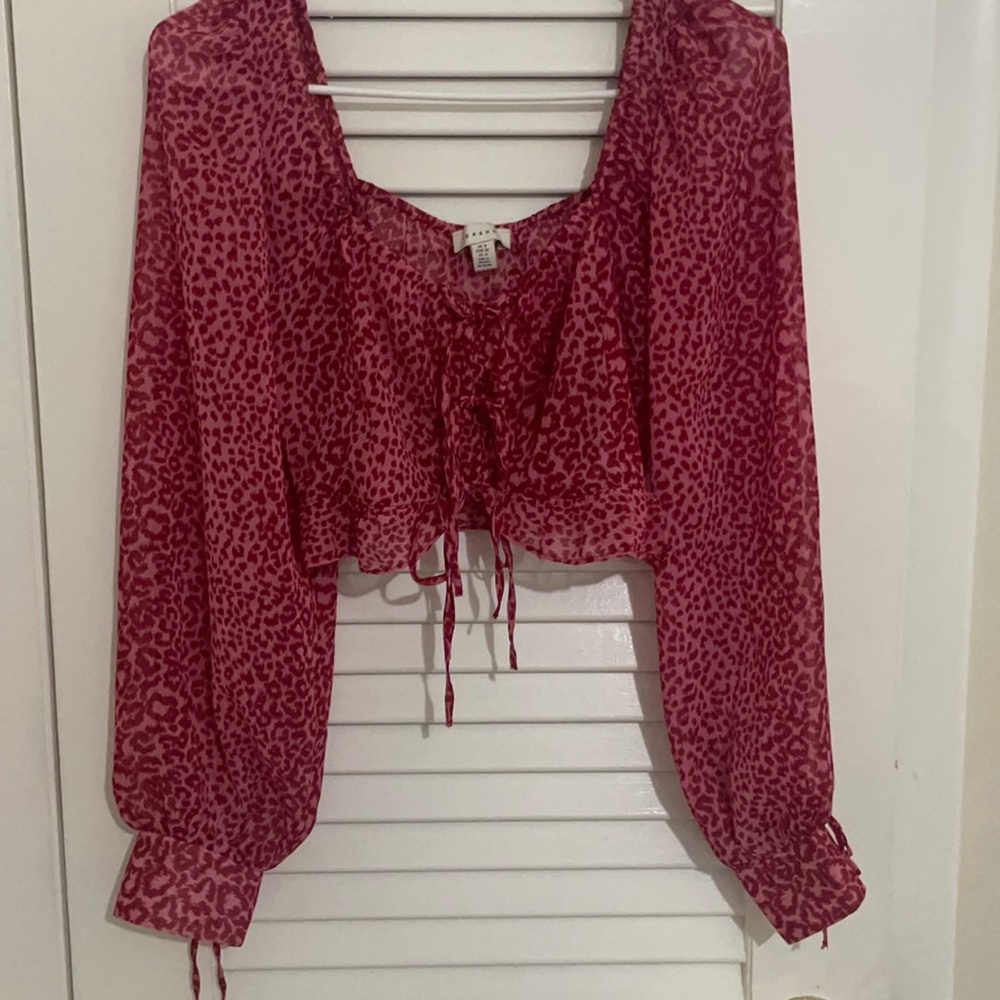 Top Shop Pink Cheetah Print Crop